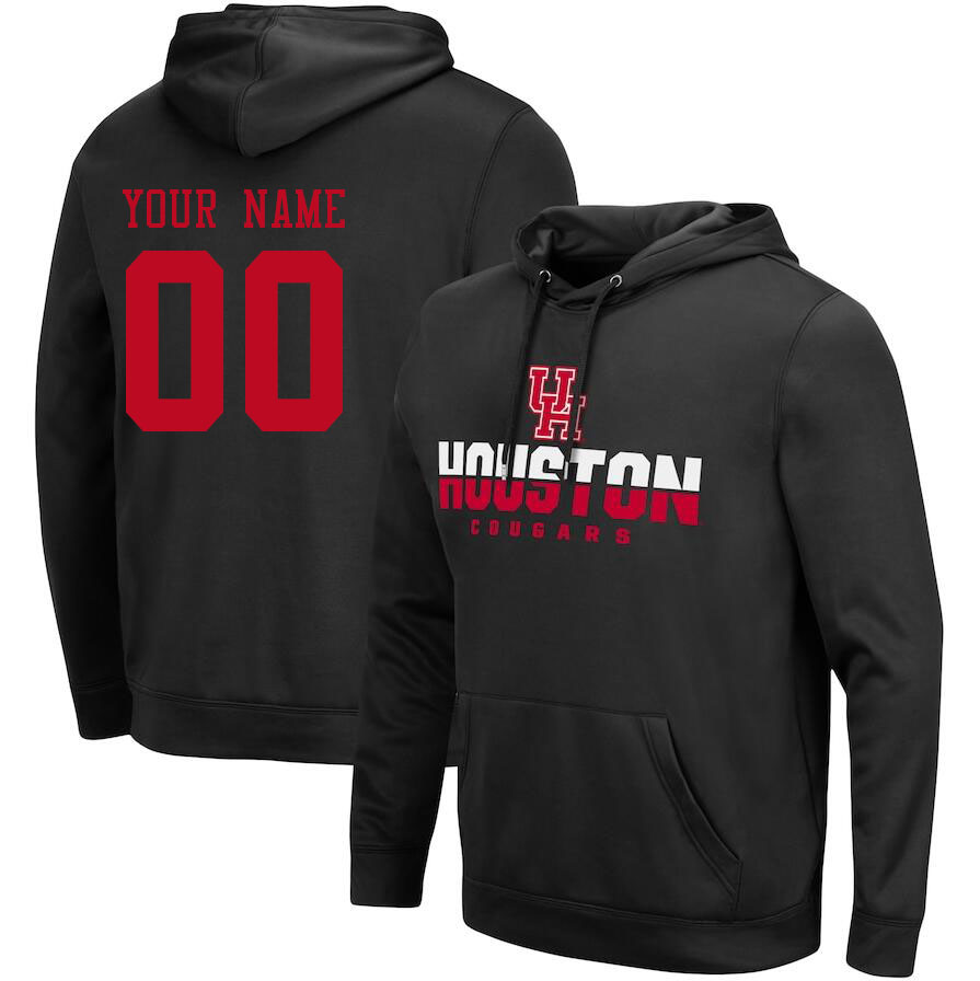 Custom Houston Cougars Name And Number College Hoodie-Black - Click Image to Close